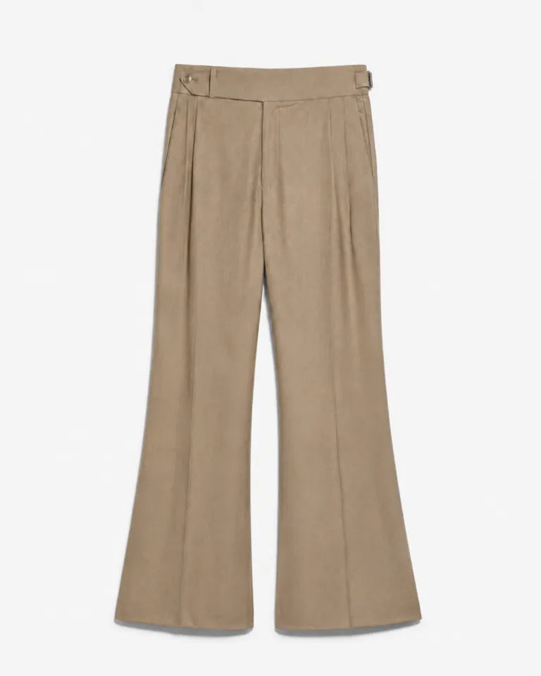 Dark Beige Tailored Bell Bottom Pants For Men