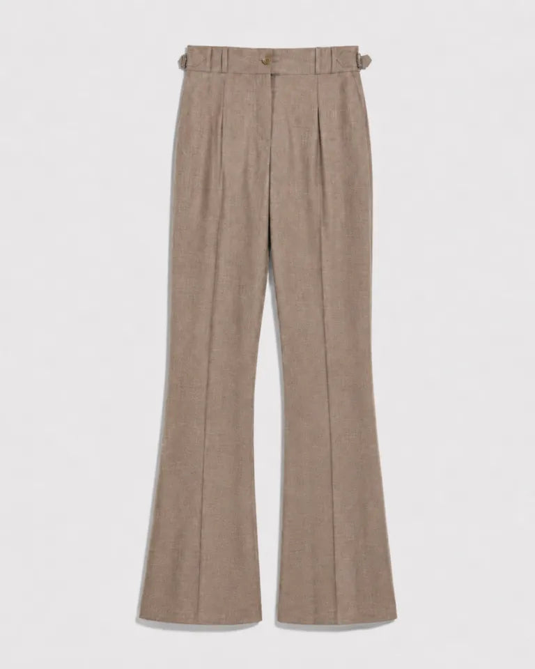 Dusty Mauve Taupe Formal Bell Bottom Trousers For Women