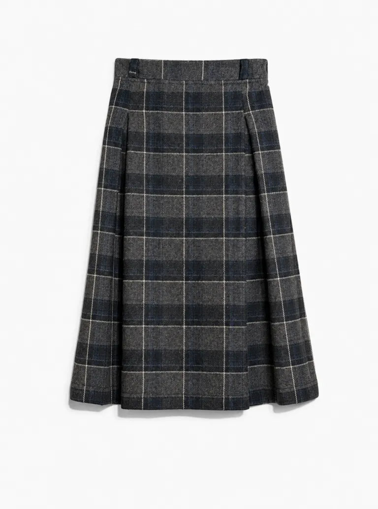 Grey Blue Tweed Mini Skirt For Women