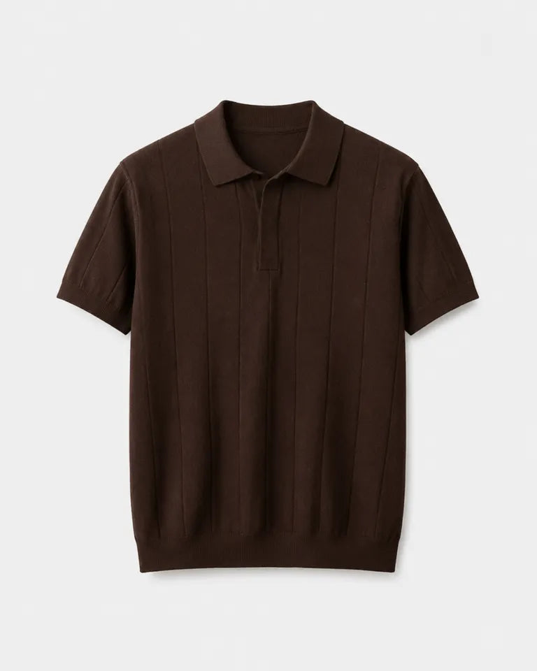 Men’s Short Sleeve Coffee V-Neck Polo Shirt