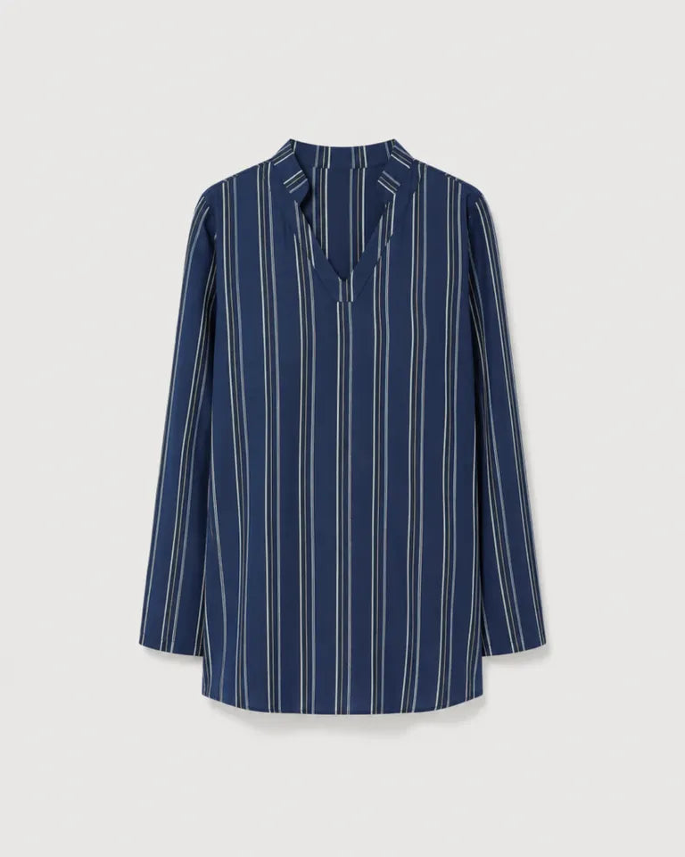 Midnight Navy Striped Casual Top For Women