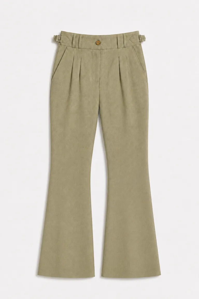 Mint Green Bell Bottom Trousers For Women
