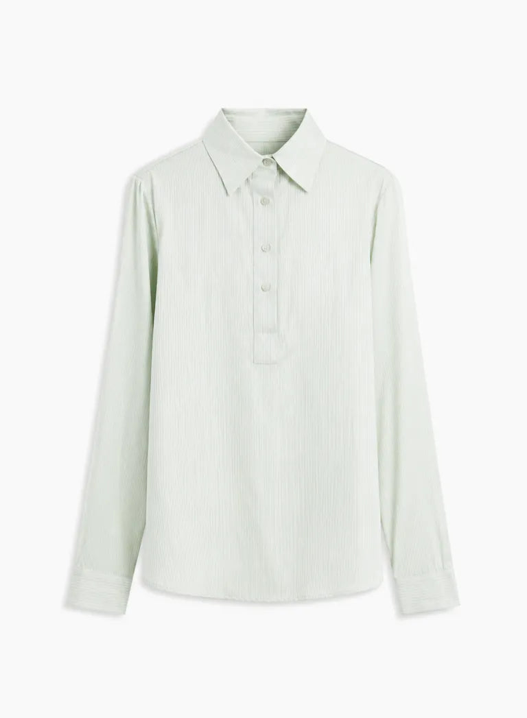 Mint Green Satin Formal Shirt For Women