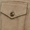 Close-up of a buttoned flap back pocket.