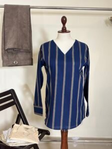 Navy Vertical Stripe Women’s Tunic Top 1