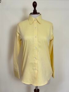 Pastel Yellow Textured Button-Down Shirt For Women 1