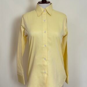 pastel yellow textured button down shirt for women
