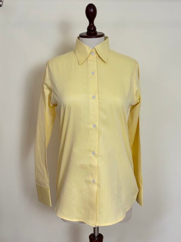 pastel yellow textured button down shirt for women