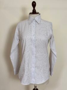 White Pinstripe Collared Shirt for Women 1