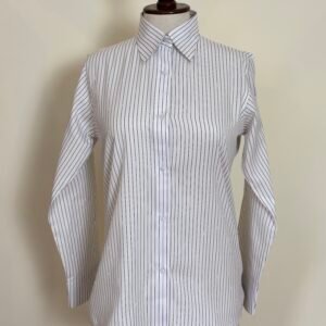 white pinstripe collared shirt for women