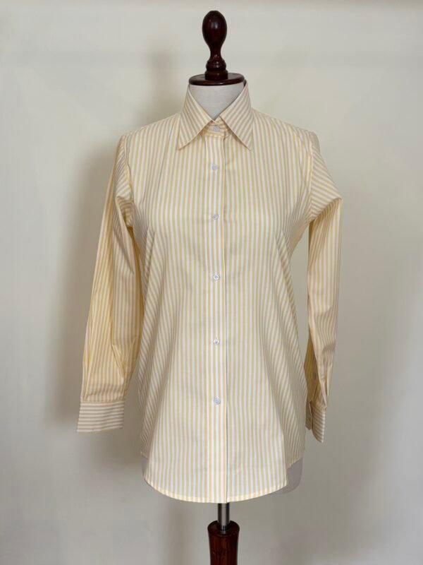 Yellow White Striped Button-Down Shirt