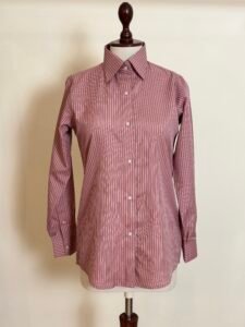 Dusty Rose White Pinstripe Button-Down Shirt for Women 1