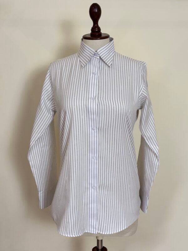 white pinstripe collared shirt for women