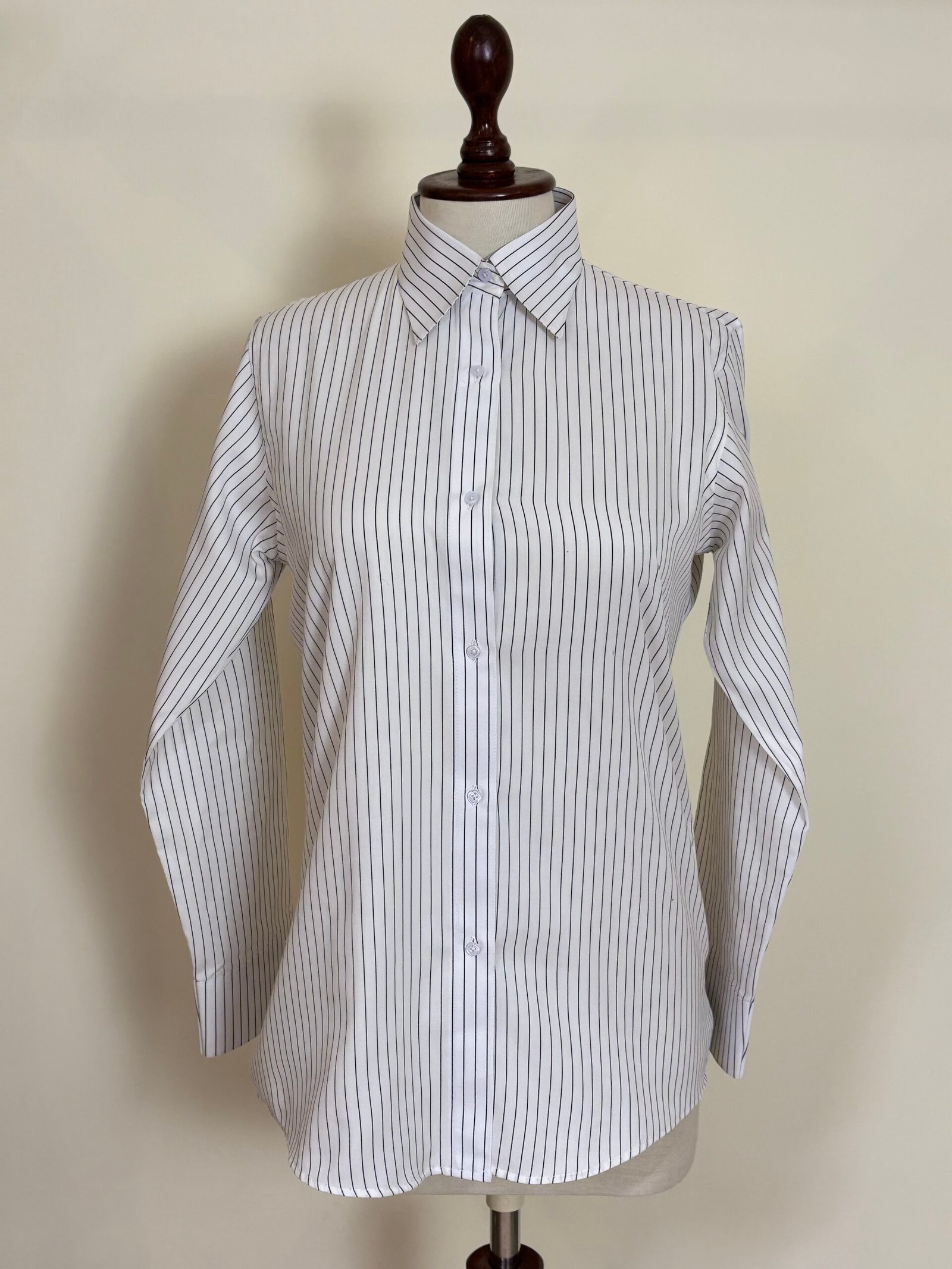 White Pinstripe Collared Shirt for Women