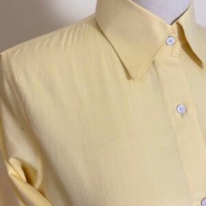 pastel yellow textured button down shirt for women