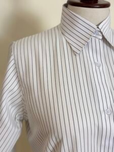 White Pinstripe Collared Shirt for Women 2