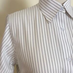 white pinstripe collared shirt for women