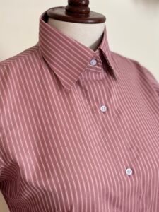 Dusty Rose White Pinstripe Button-Down Shirt for Women 2