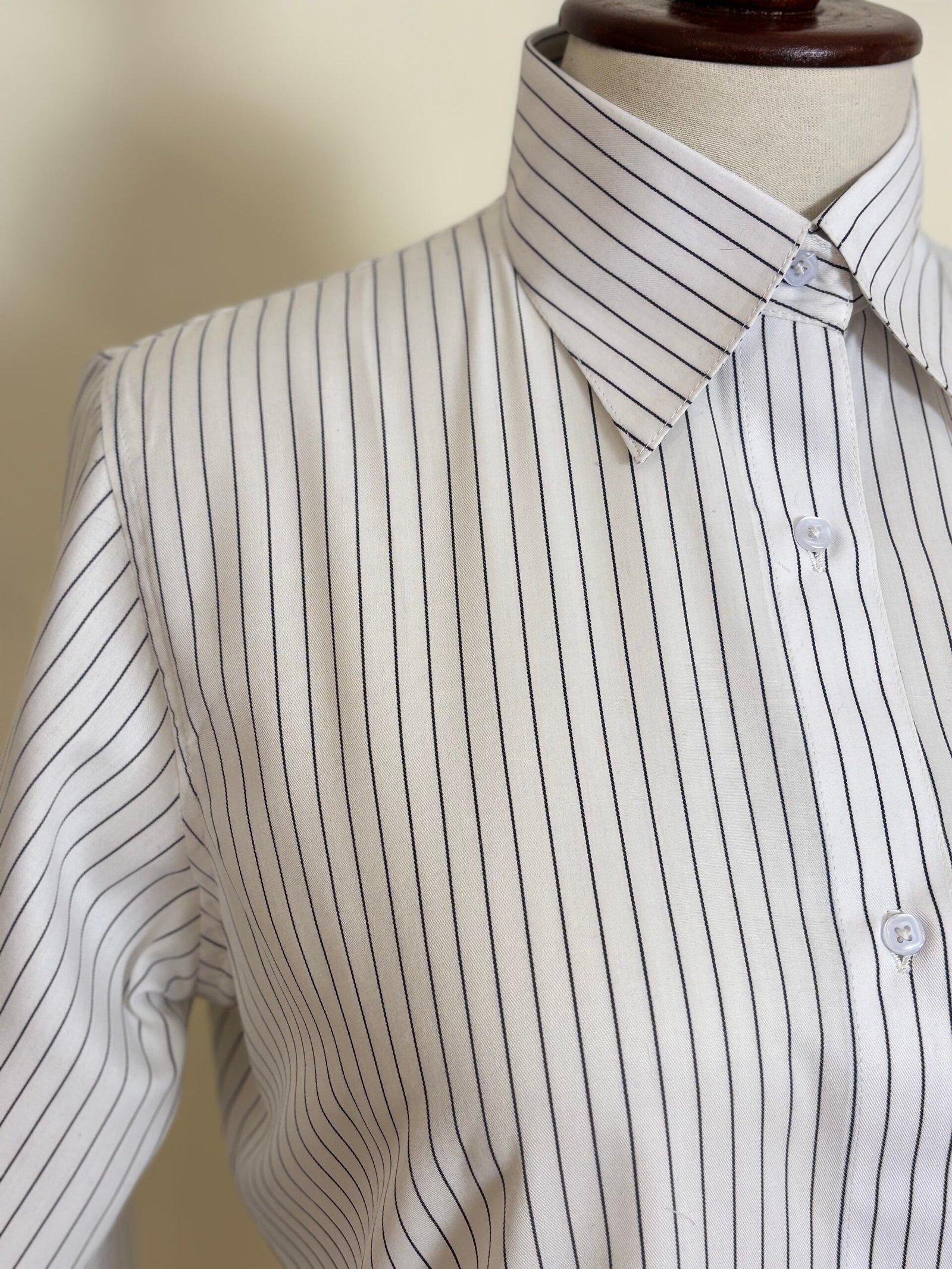 White Pinstripe Collared Shirt for Women
