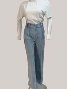 Corduroy Powder Blue Baggy Pants For Women 1