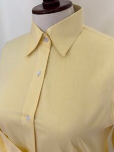 Pastel Yellow Textured Button-Down Shirt For Women 3