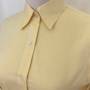 pastel yellow textured button down shirt for women
