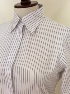 White Pinstripe Collared Shirt for Women 3