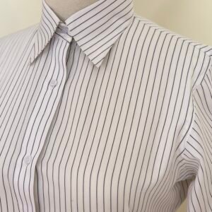 white pinstripe collared shirt for women