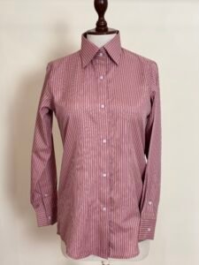 Dusty Rose White Pinstripe Button-Down Shirt for Women 3
