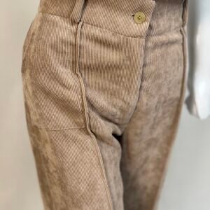 light oatmeal wide legged corduroy trousers for women