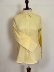 Pastel Yellow Textured Button-Down Shirt For Women 2