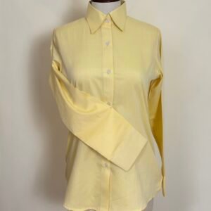 pastel yellow textured button down shirt for women