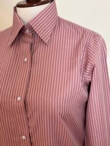 Dusty Rose White Pinstripe Button-Down Shirt for Women 4