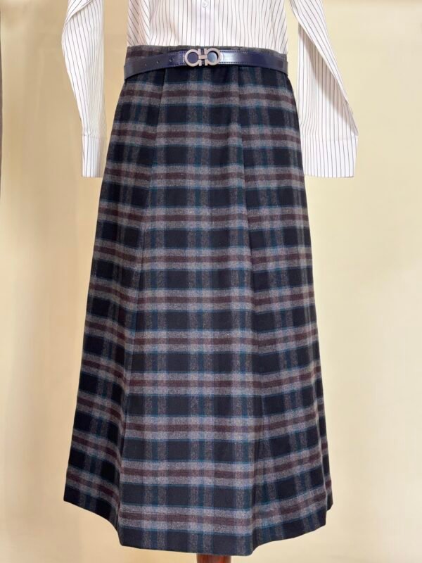 charcoal plaid long skirt for women