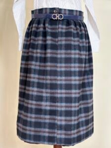 Charcoal Plaid Long Skirt for Women 6