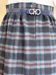 Charcoal Plaid Long Skirt for Women 2
