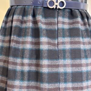 charcoal plaid long skirt for women