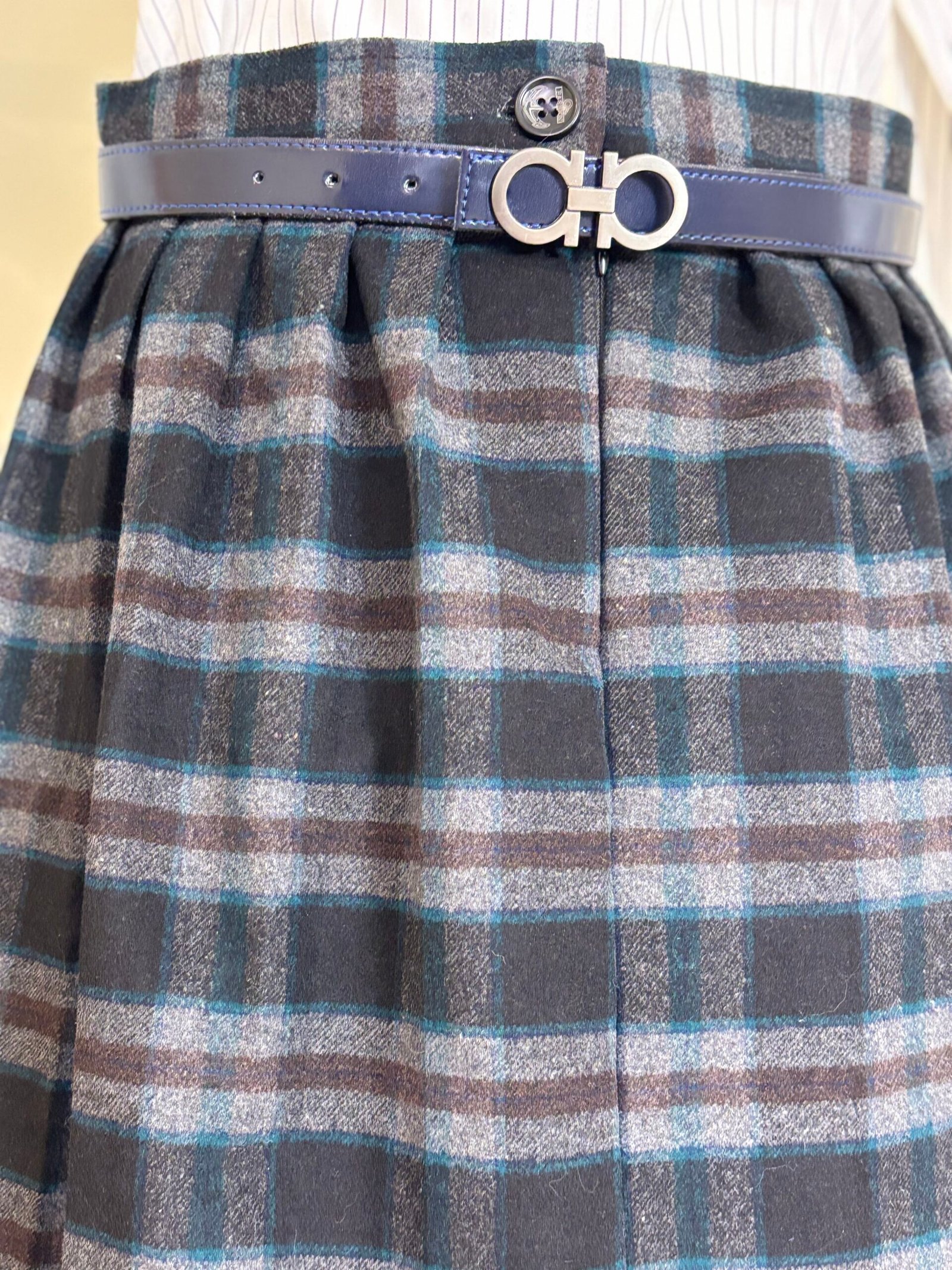 Charcoal Plaid Long Skirt for Women