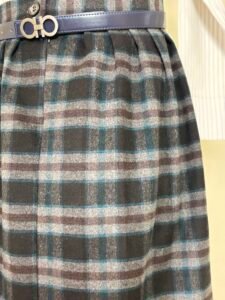 Charcoal Plaid Long Skirt for Women 3