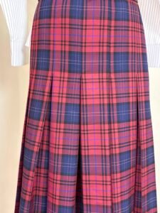 Red & Navy Plaid Pleated Maxi Skirt for Women 4