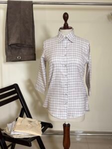 Women’s Cream Checked Button-Down Shirt 5