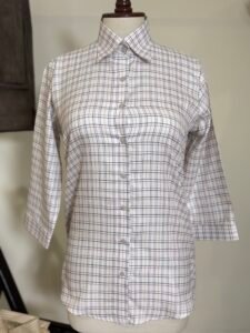 Women’s Cream Checked Button-Down Shirt 1