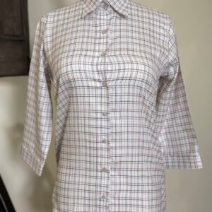 women’s cream checked button down shirt
