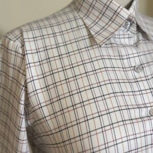 women’s cream checked button down shirt