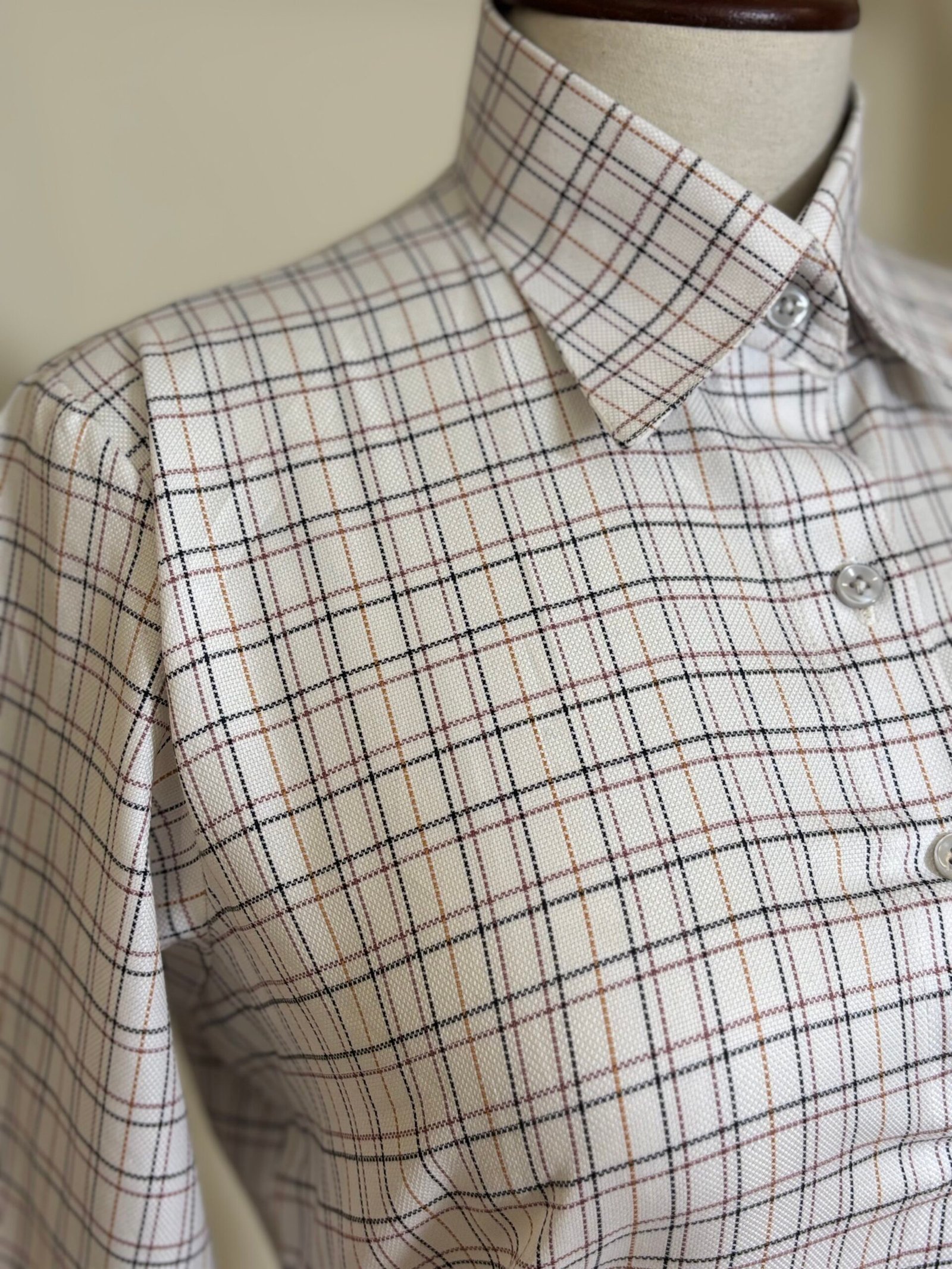 Women’s Cream Checked Button-Down Shirt