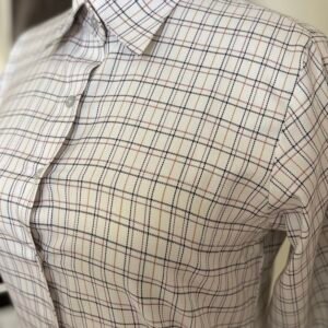 women’s cream checked button down shirt