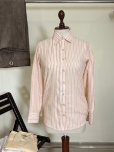Women’s Peach & White Striped Shirt 1