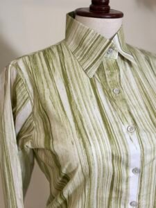 Women’s Olive Green Abstract Striped Shirt 3