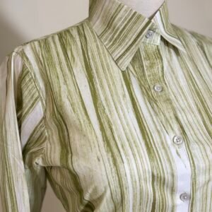 women’s olive green abstract striped shirt