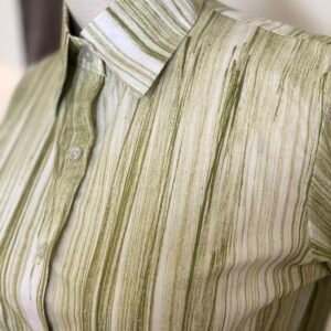 women’s olive green abstract striped shirt